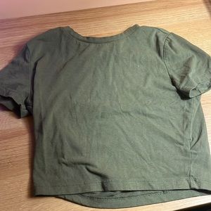 Army green cropped tee shirt
